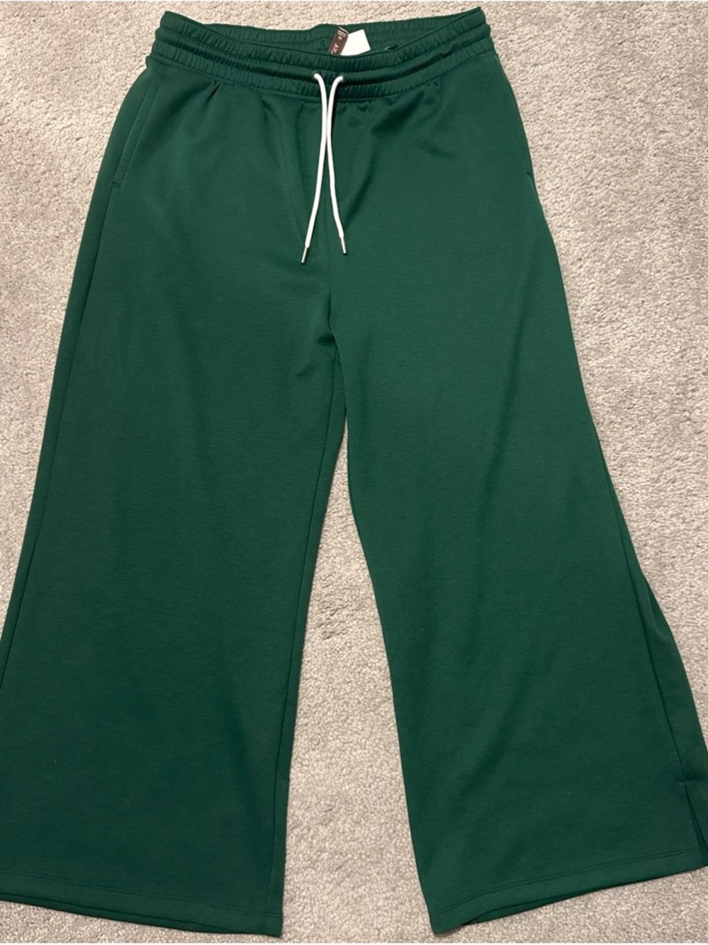 Wide-Leg Knit Sweatpants - Green